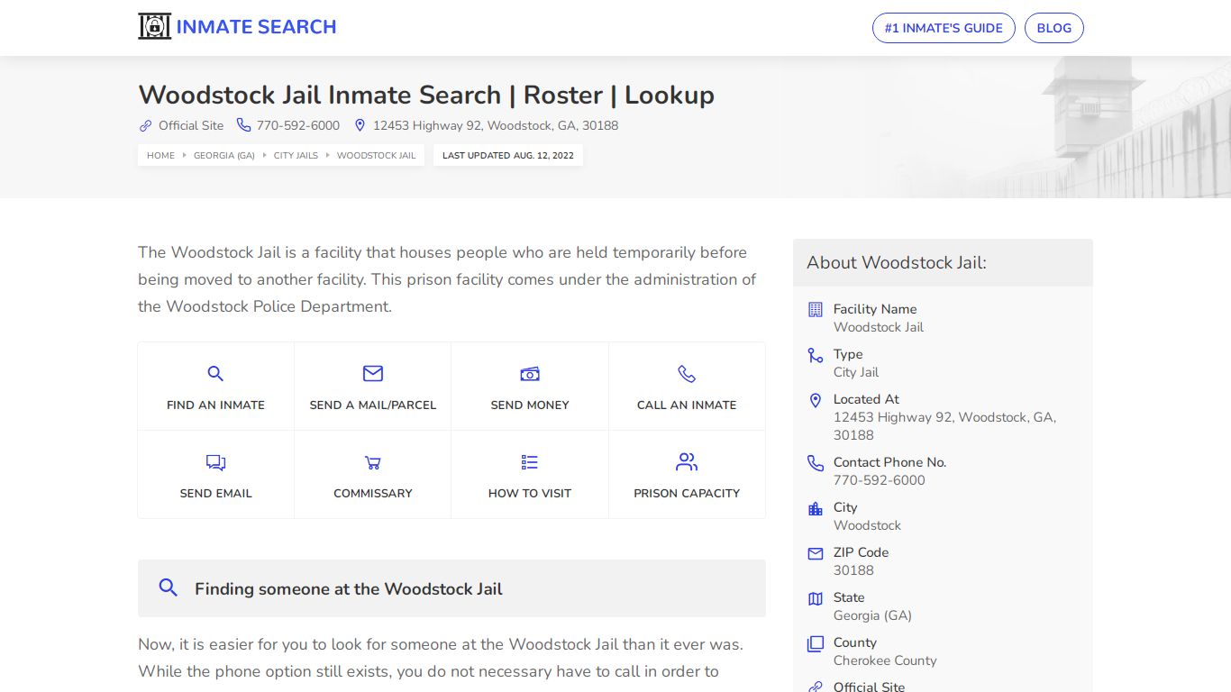 Woodstock Jail Inmate Search | Roster | Lookup